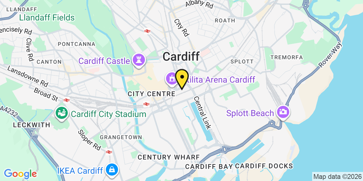 Map of Cardiff Adam Street
