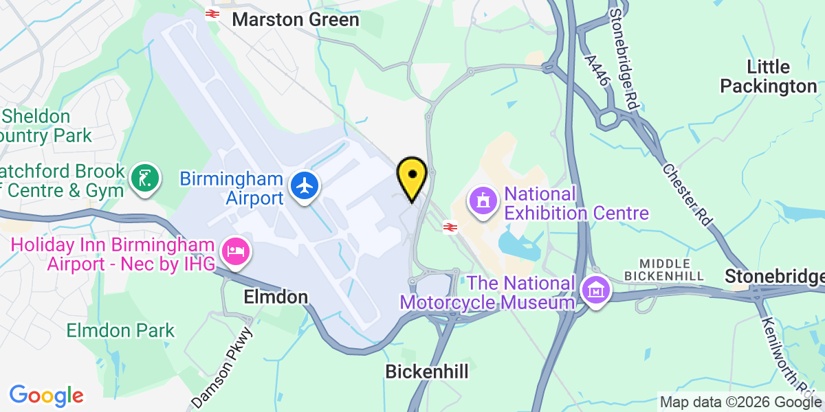 Map of Birmingham Airport Valet Parking