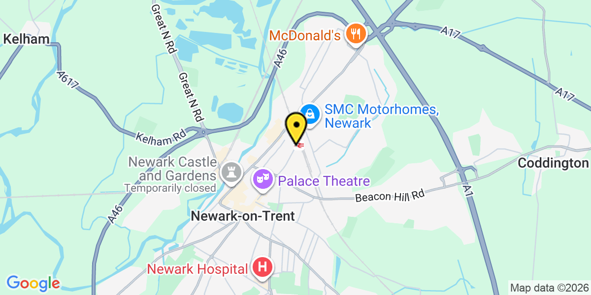 Map of Newark Northgate Rail Station