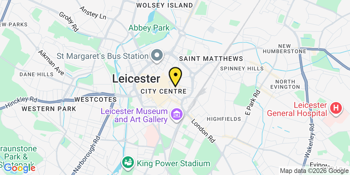Map of Leicester Rutland Centre - P&D