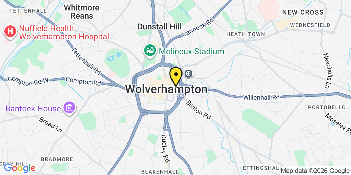 Map of Wolverhampton Pipers Row