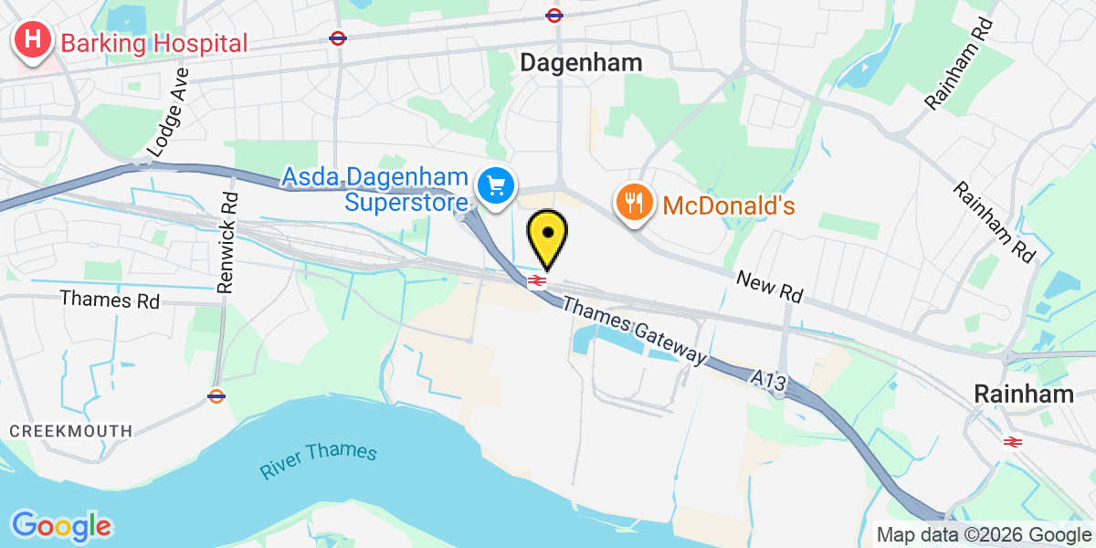 Map of Dagenham Dock Station (C2C)