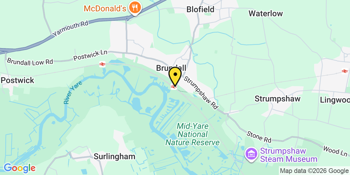 Map of Brundall Station (Greater Anglia)