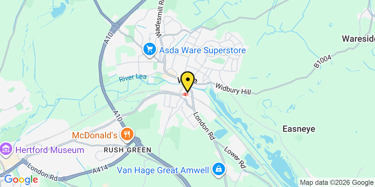 Map of Ware Station (Greater Anglia)