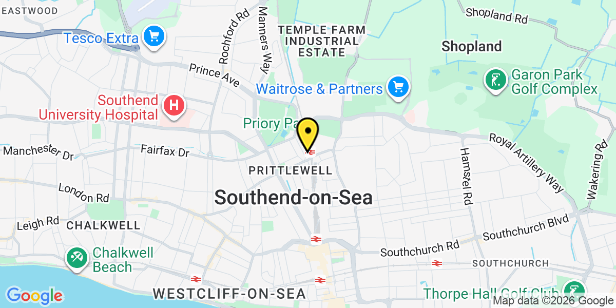 Map of Southend Prittlewell Station (Greater Anglia)