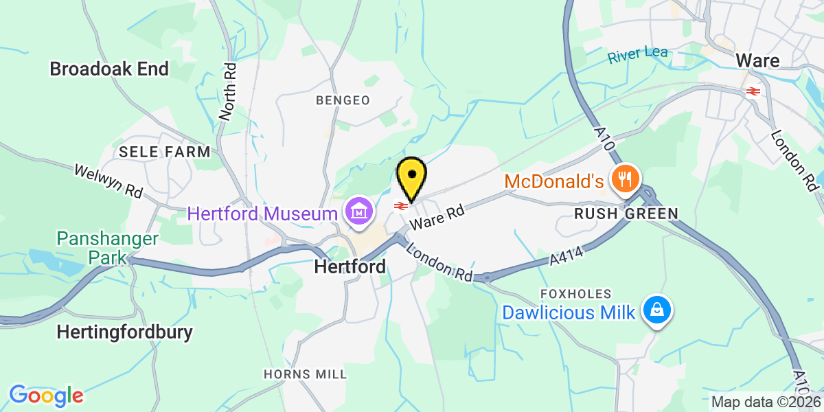 Map of Hertford East Station (Greater Anglia)