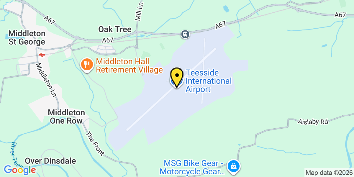 Map of Durham Tees Valley Airport