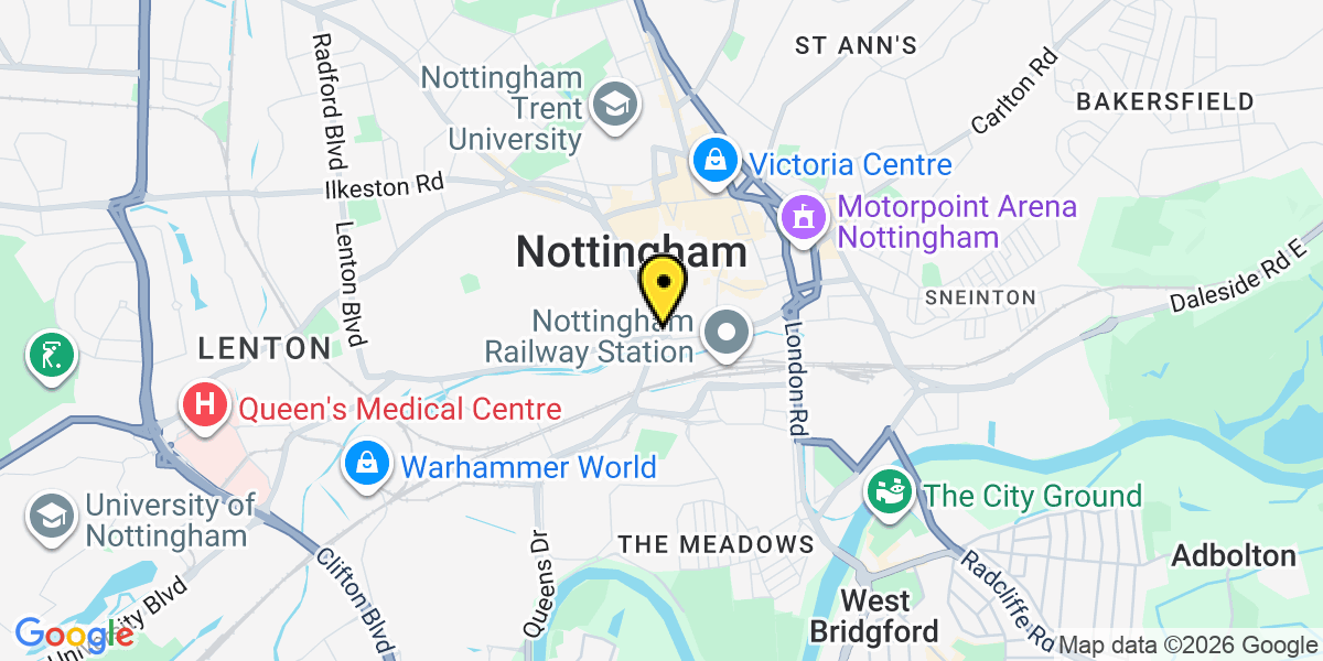 Map of Nottingham Maid Marian Way