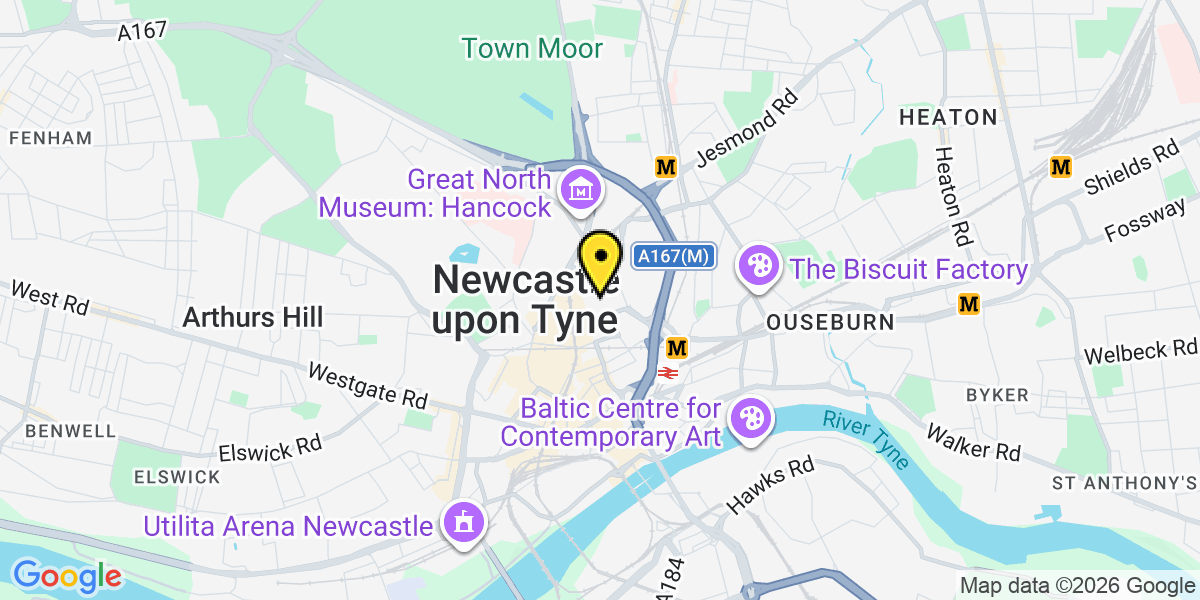 Map of Newcastle John Dobson Street