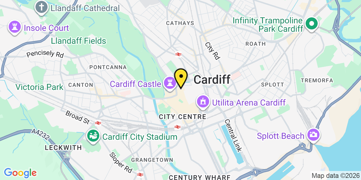 Map of Cardiff The Friary
