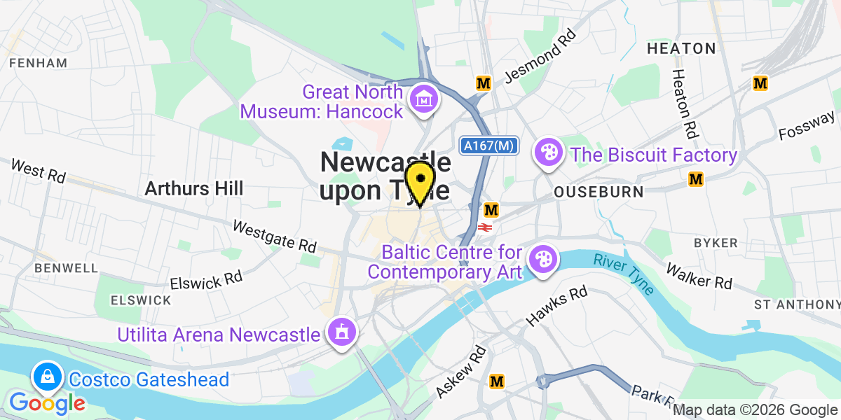 Map of 54.973992, -1.613524