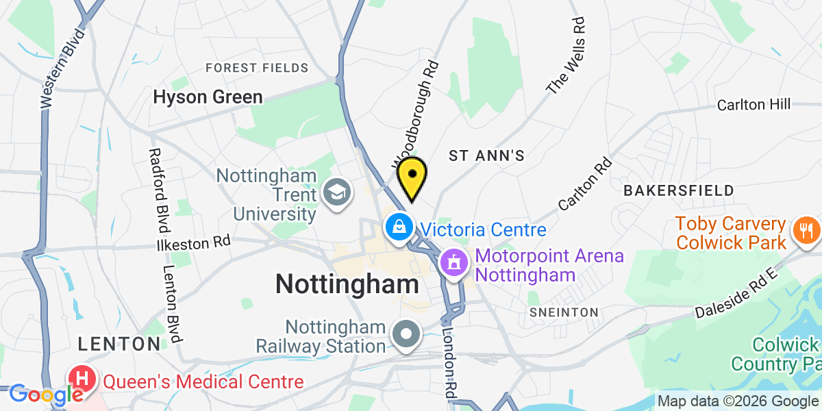 Map of Nottingham Huntingdon Street